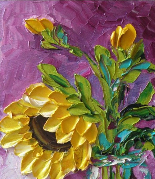 Тюльпаны мастихином Импасто