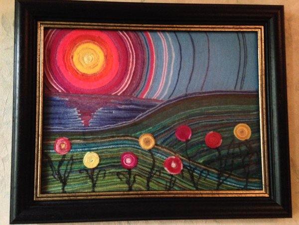 Зимний пейзаж из ниток