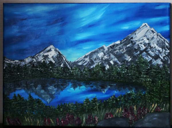 Картина красками Кавказ