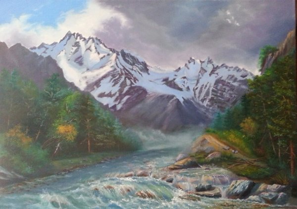 Картины маслом в горах Приэльбрусья