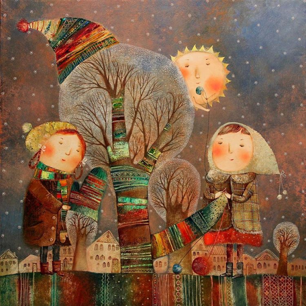 Хаски маслом на холсте