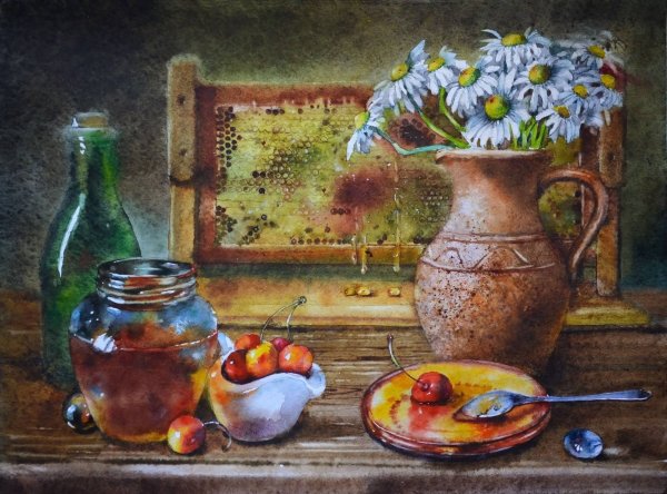 Натюрморт простой с молоком