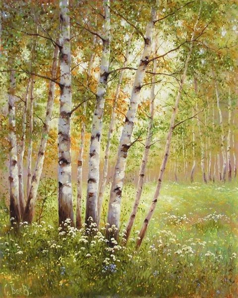 Пейзаж Березовая роща Епишина