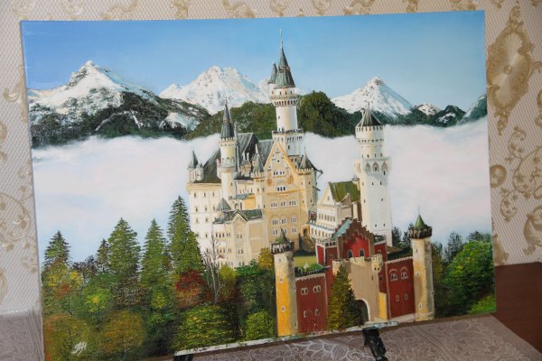 Картина маслом замок Нойшванштайн