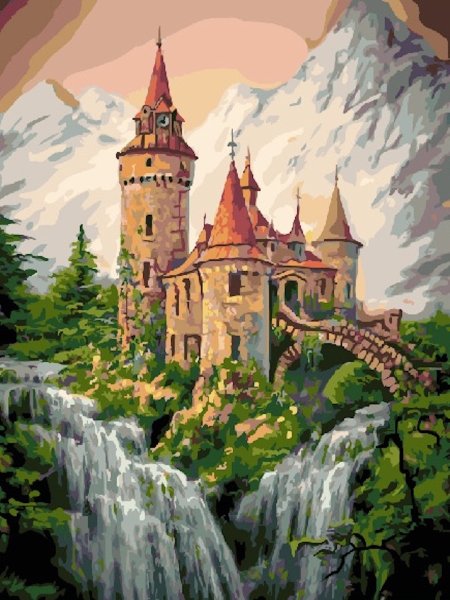 ВАНГОГВОМНЕ картина по номерам "замок в горах", 40х50 см