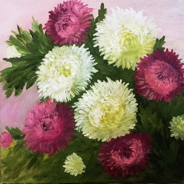 Хризантемы акрилом
