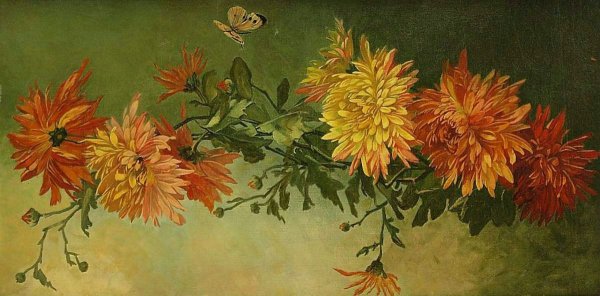 Астры Дубки хризантемы живопись