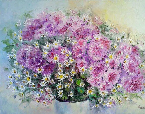 Хризантемы мастихином