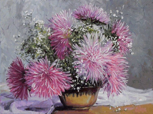 Олег Буйко Цветочная живопись астры хризантемы