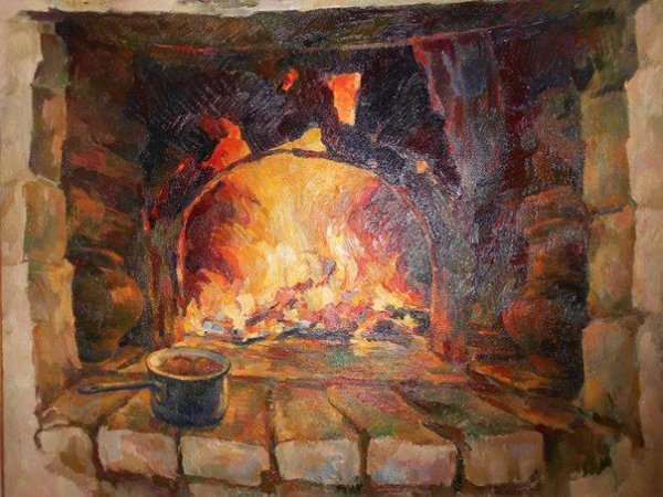 Камин в живописи