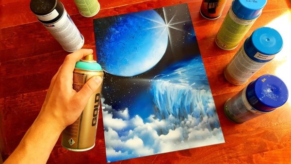 Космос красками из баллончика