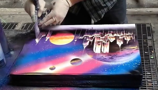 Картины баллончиком космос