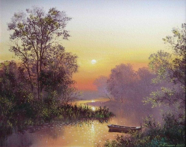 Горный пейзаж маслом на холсте