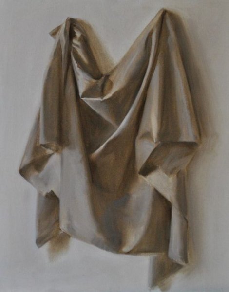 Этюд драпировки со складками гризайль