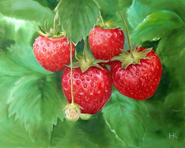 Клубника живопись
