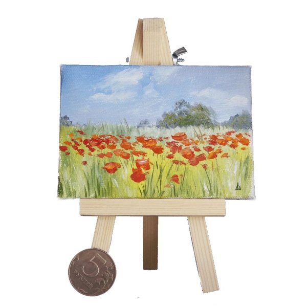 Набор мини мольберт 12см и мини холст7х7см