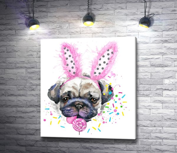 Раскраска по номерам Мопс