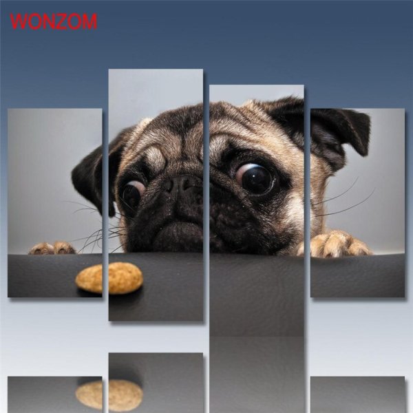 Мопс на холсте