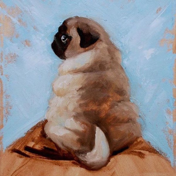 Открытка с мопсом