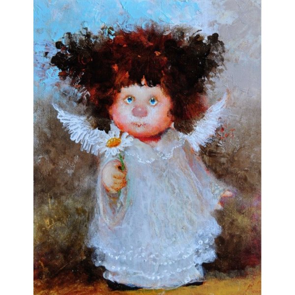 Ангелочек с кудрявыми волосами