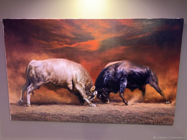 Бык картина маслом