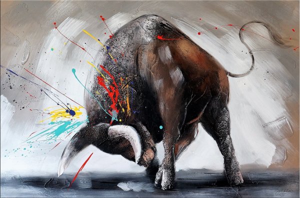 Бык акварель