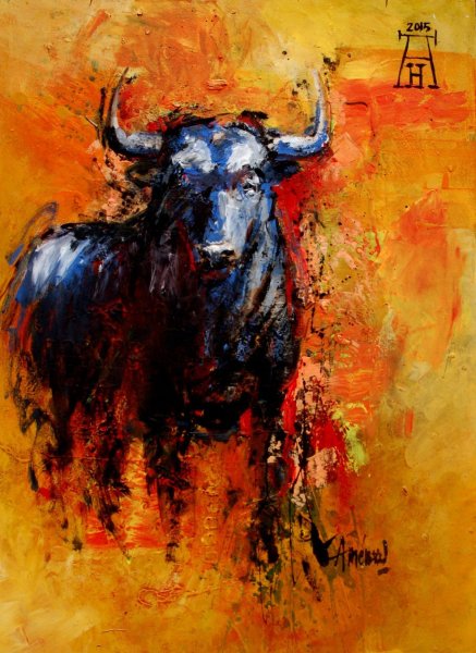 Бык Торо акварель