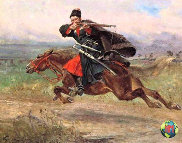 Донской казак на коне с шашкой