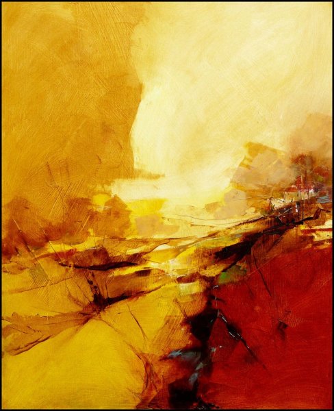 Картина желтый красный абстракция