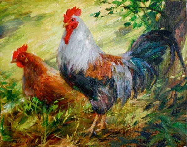 Петух живопись