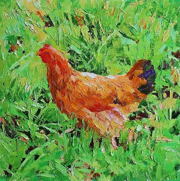 Курица маслом картина