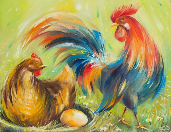 Живопись - красивый петух
