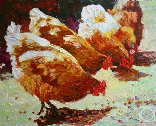 Куры в живописи маслом