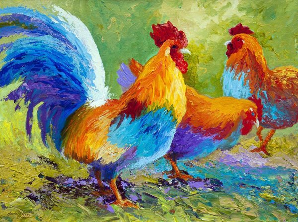 Куры гуашью