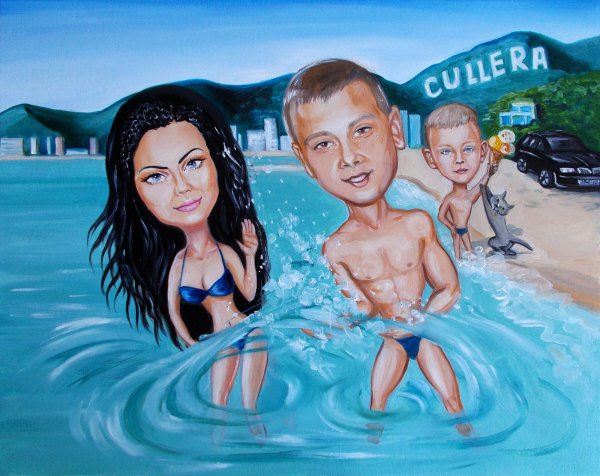 Шарж маслом на холсте