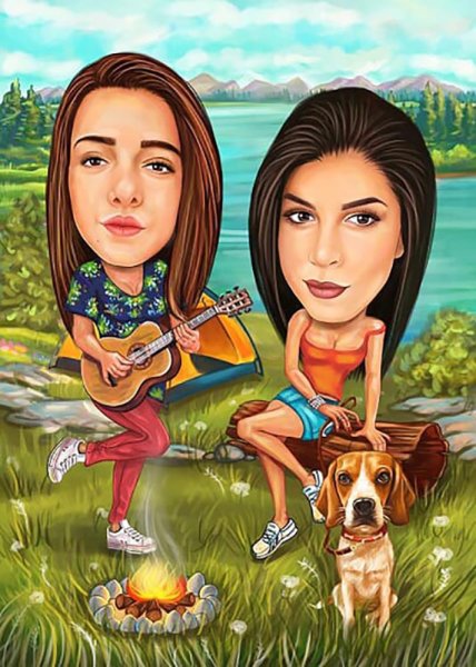 Шарж две подруги