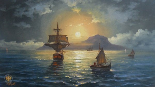 Картина Ивана Айвазовского Лунная ночь на капри