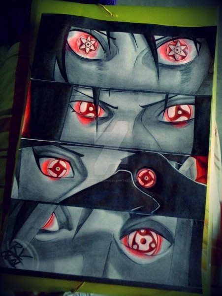 Наруто цветными карандашами