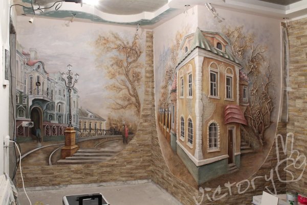 Роспись стен в углу