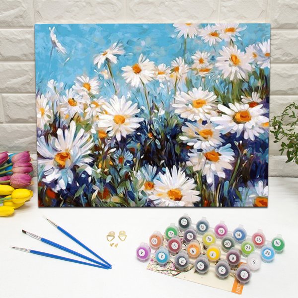 Ромашки на холсте