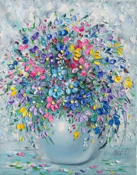 Картины акрилом на холсте цветы