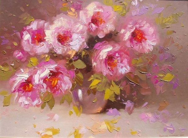 Цветок маслом крупно