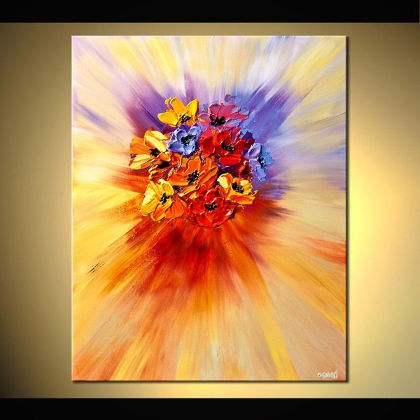 Абстрактные цветы акрилом