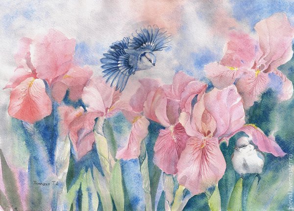 Пейзажи акварелью цветы