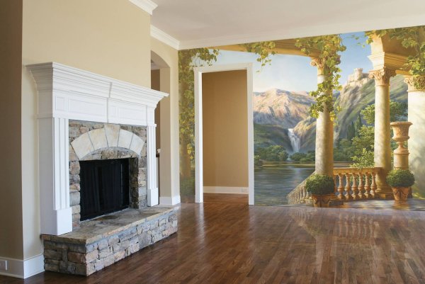 Фрески в интерьере гостиной