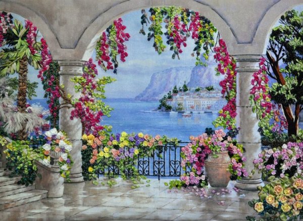 Фреска Райский сад беседка Глициния