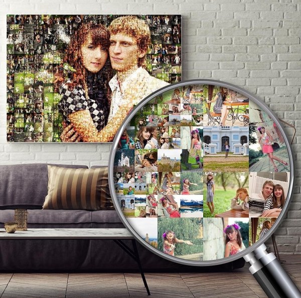 Фотомозайка из фотографий на холсте