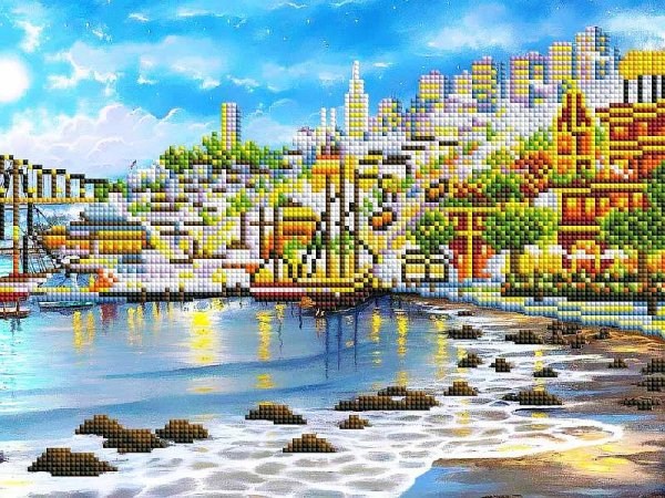Алмазная мозаика Вечерний город