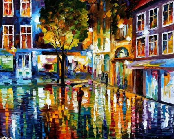 Городской пейзаж акрилом