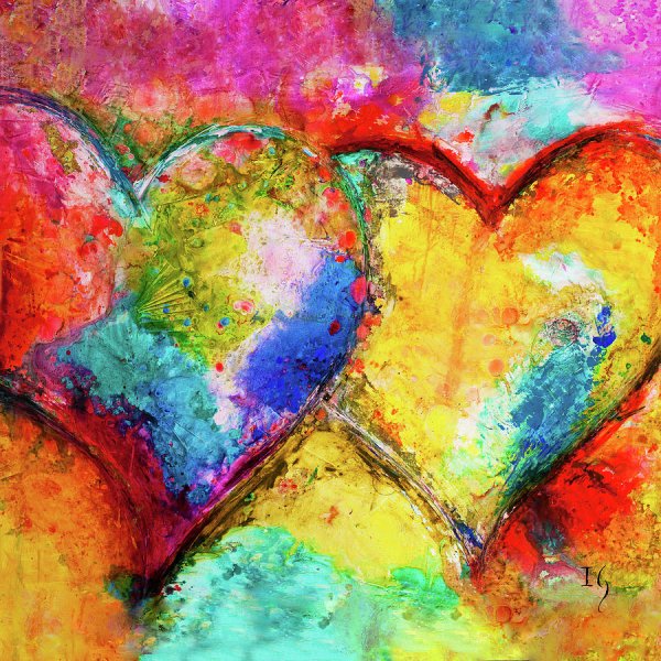 Красное сердечко живопись